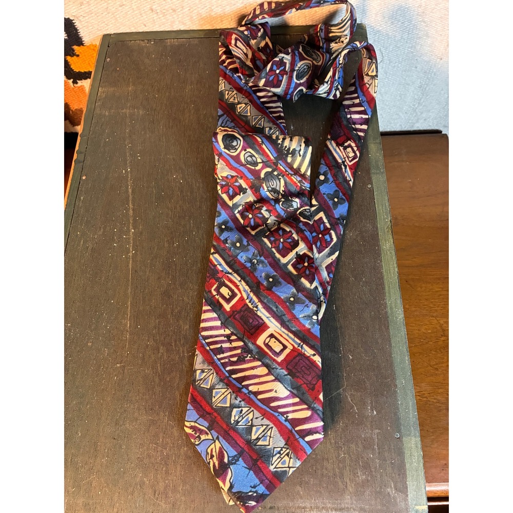 Envoy Necktie Mens OS Multicolor Excellent Abstract Geometric Floral USA Made